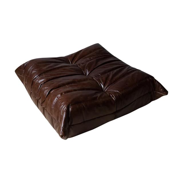 Podnóżek Togo, skóra brązowa dark shiny - WYMIARY