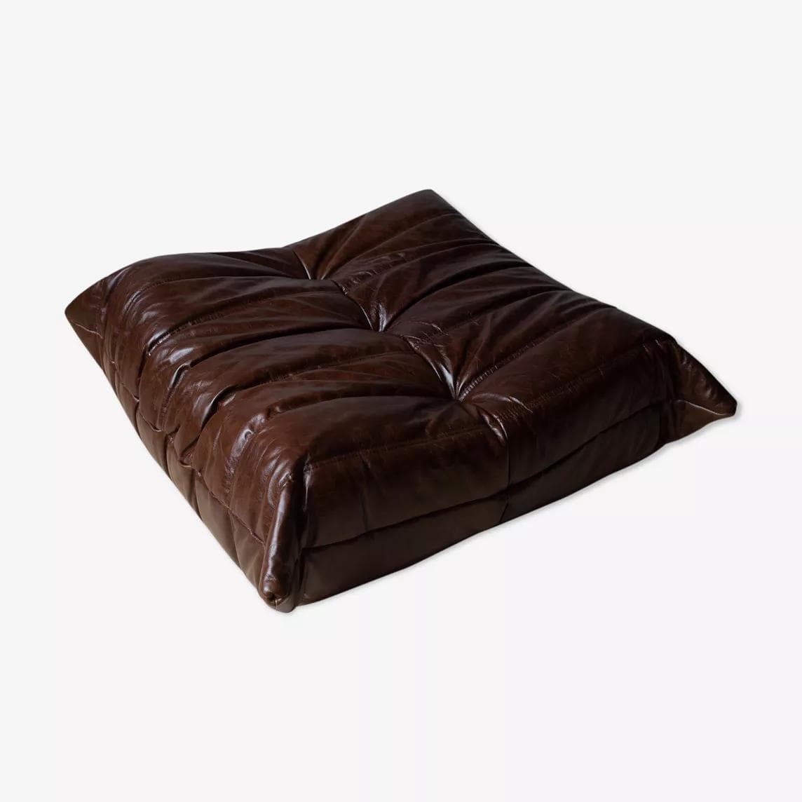 Podnóżek Togo, skóra brązowa dark shiny - 165879