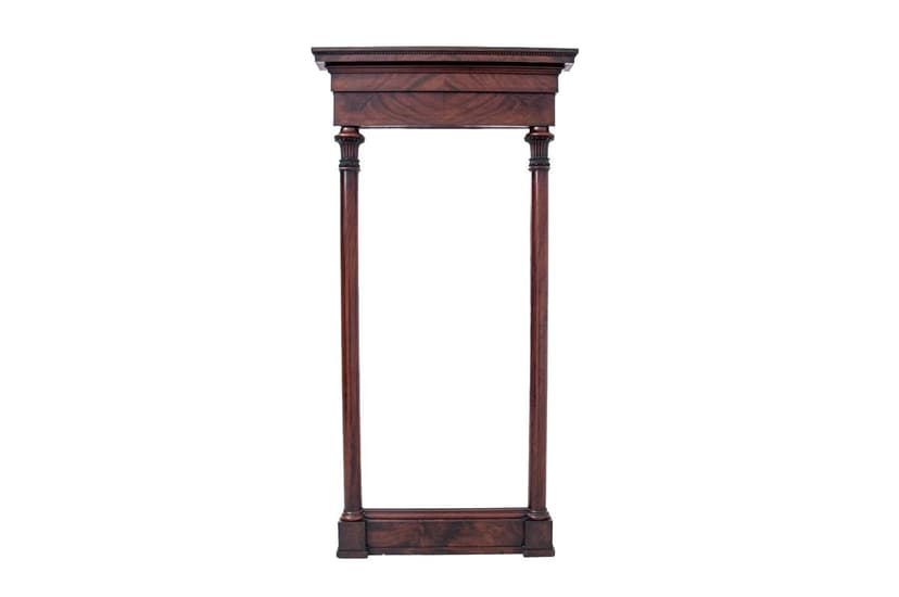 Mahoniowe lustro ścienne, styl Biedermeier, Europa Północna, lata 60. XIX w.