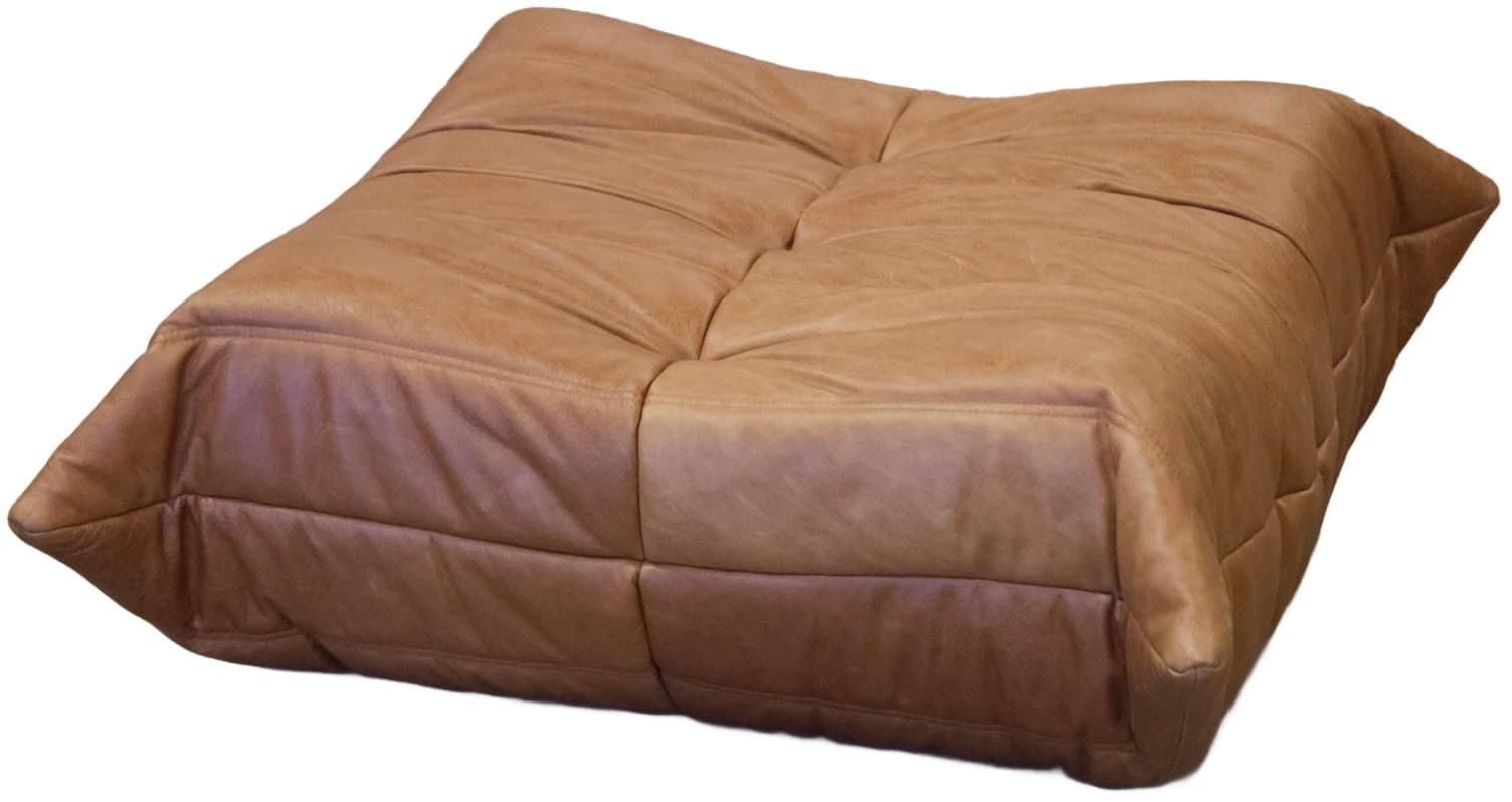 Podnóżek Togo, skóra brązowa tobacco - 59435