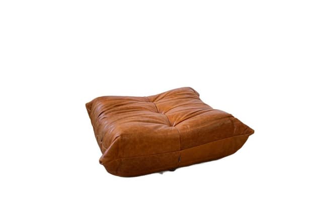 Podnóżek Togo, skóra brązowa dubai pine - WYMIARY