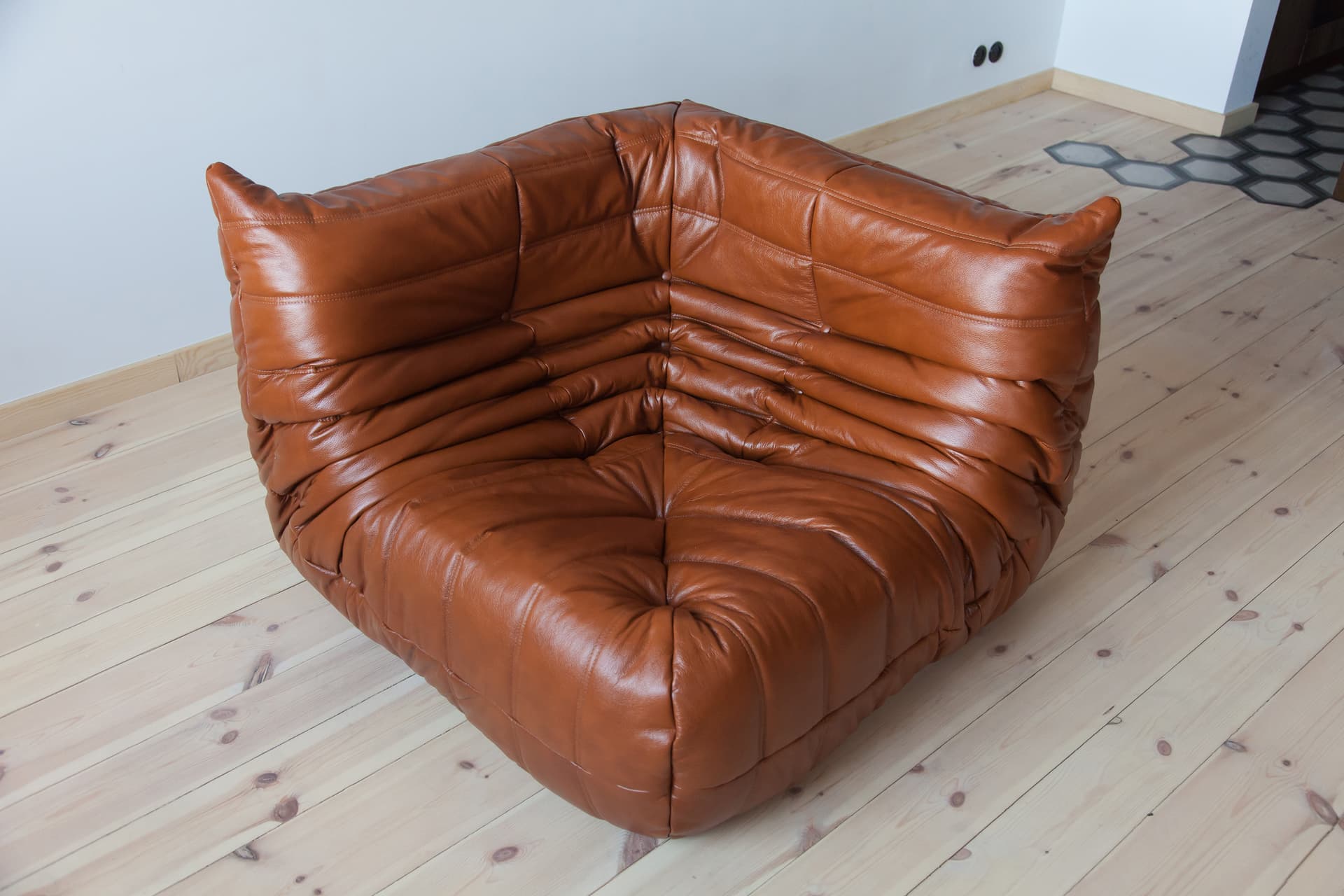 Zestaw wypoczynkowy Togo 5 części, skóra brązowa whisky - 165540