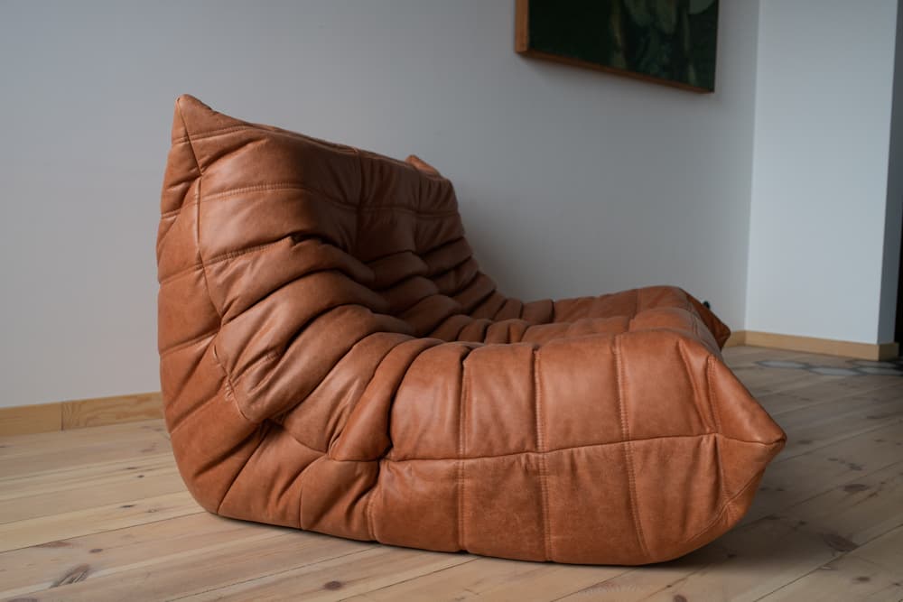 Sofa Togo dwuosobowa, skóra brązowa peach - 165597