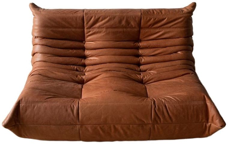 Sofa Togo dwuosobowa, skóra brązowa peach
