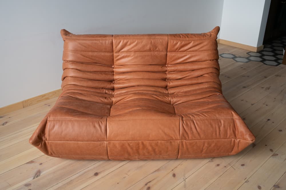 Sofa Togo dwuosobowa, skóra brązowa peach - 165591