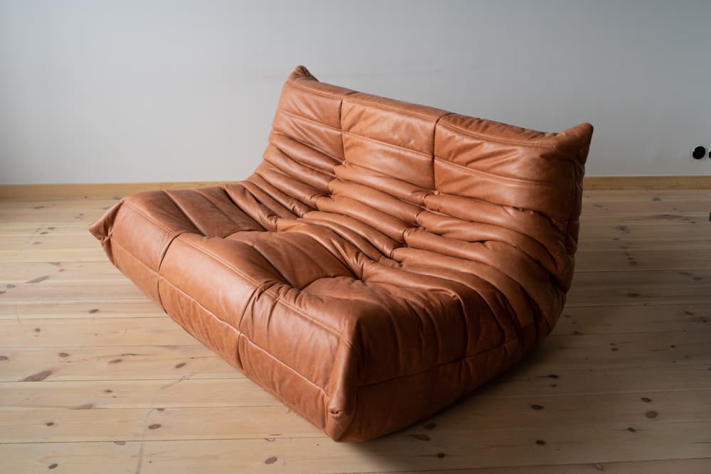 Sofa Togo dwuosobowa, skóra brązowa peach - 165585