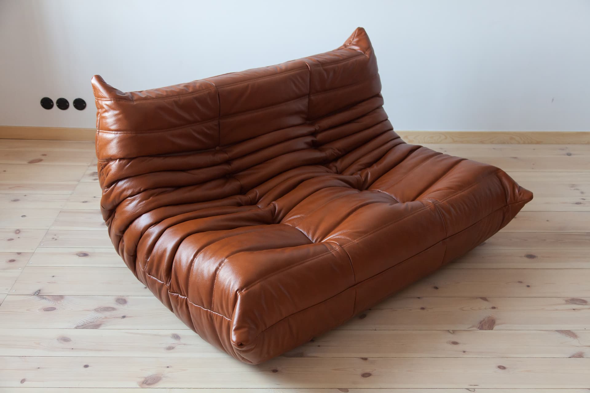 Sofa Togo dwuosobowa, skóra brązowa whisky - 166008