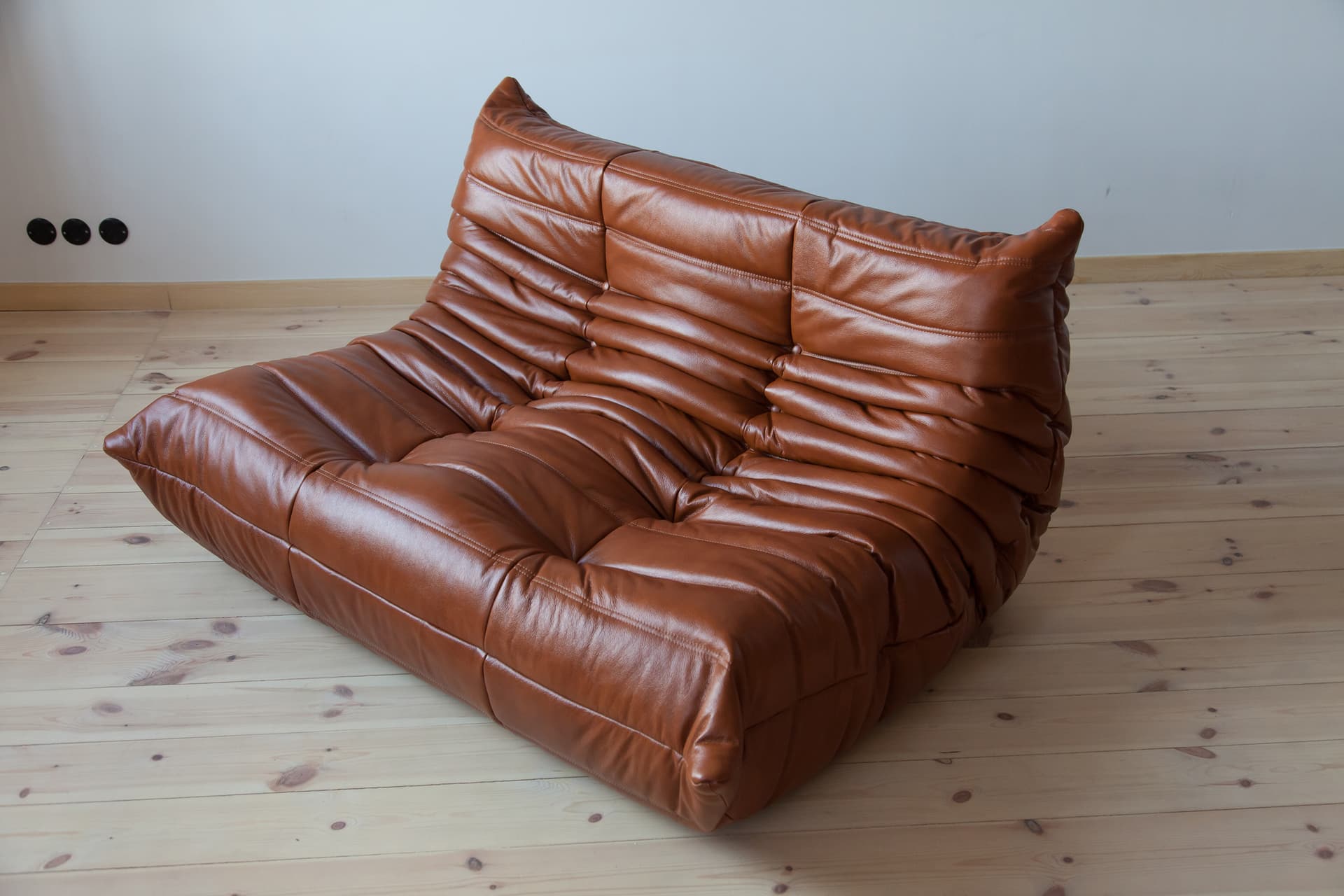 Sofa Togo dwuosobowa, skóra brązowa whisky - 166003