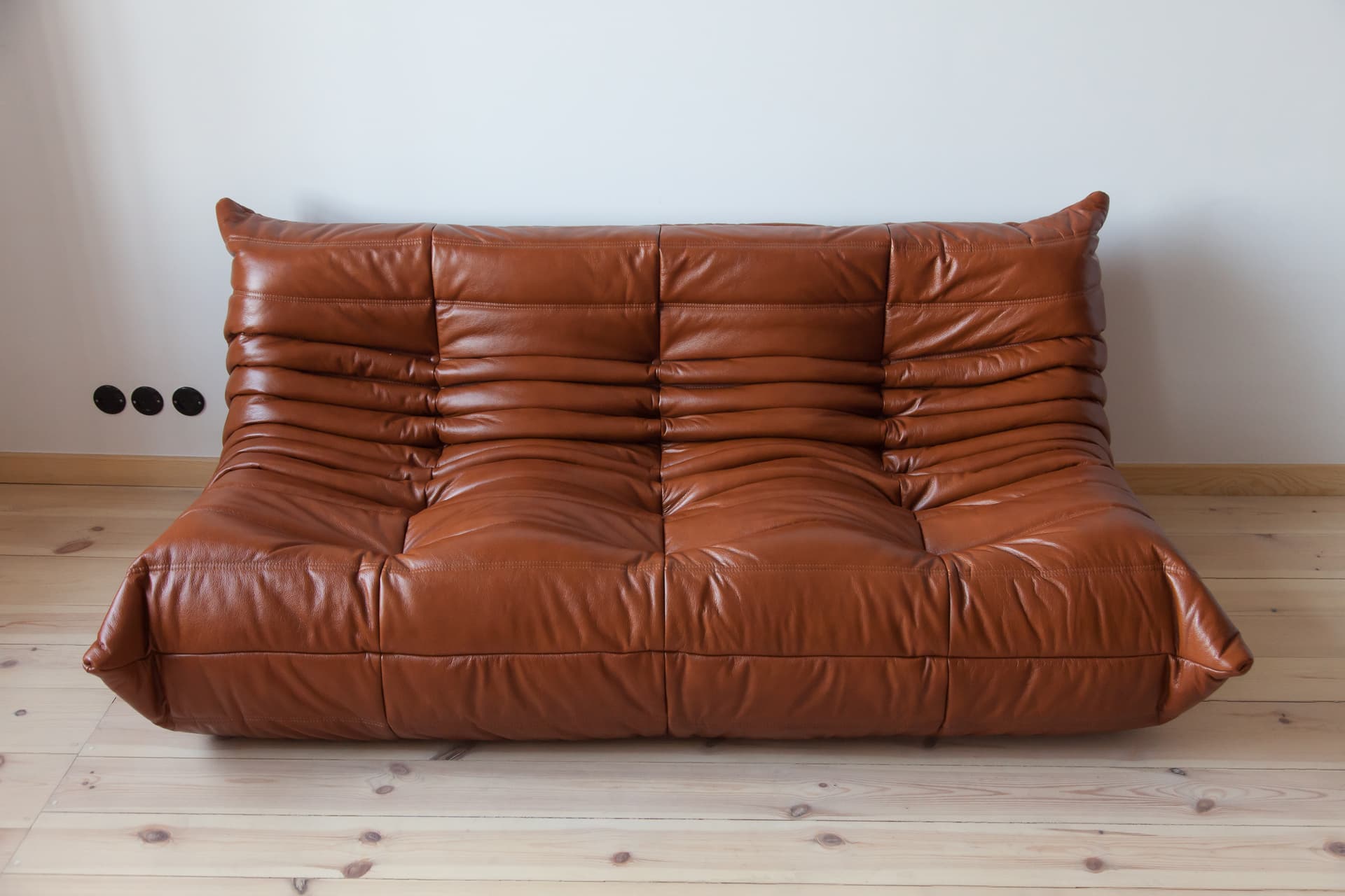 Sofa Togo trzyosobowa, skóra brązowa whisky - 165570