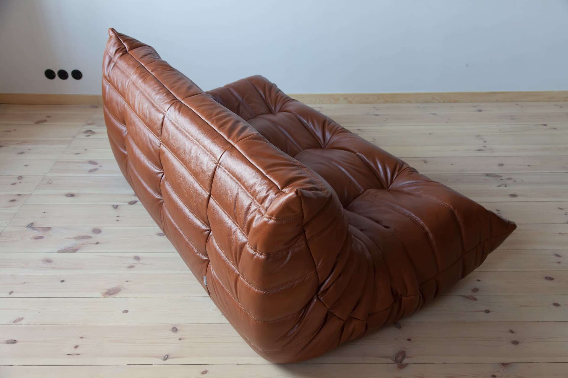 Sofa Togo trzyosobowa, skóra brązowa whisky - 165577