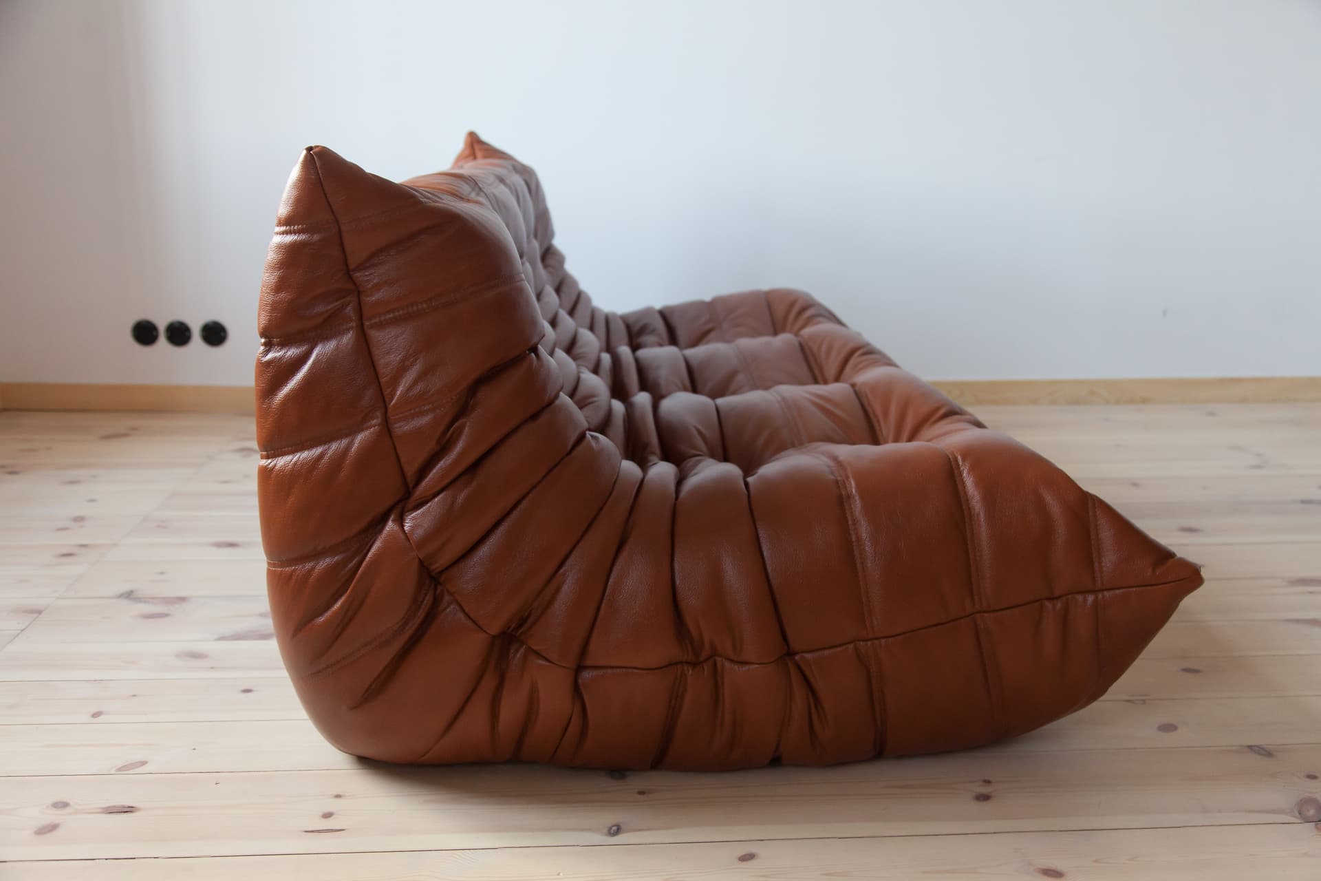 Sofa Togo trzyosobowa, skóra brązowa whisky - 165578