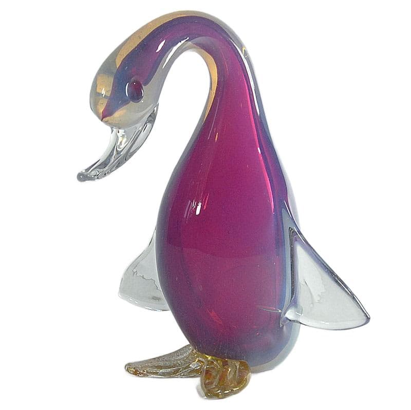 Różowa szklana figurka kaczki, proj. A. Seguso, Włochy, lata 60. - 6100
