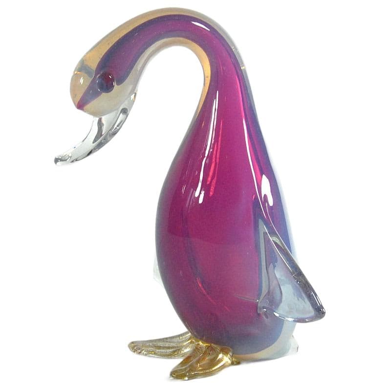 Różowa szklana figurka kaczki, proj. A. Seguso, Włochy, lata 60. - 6095