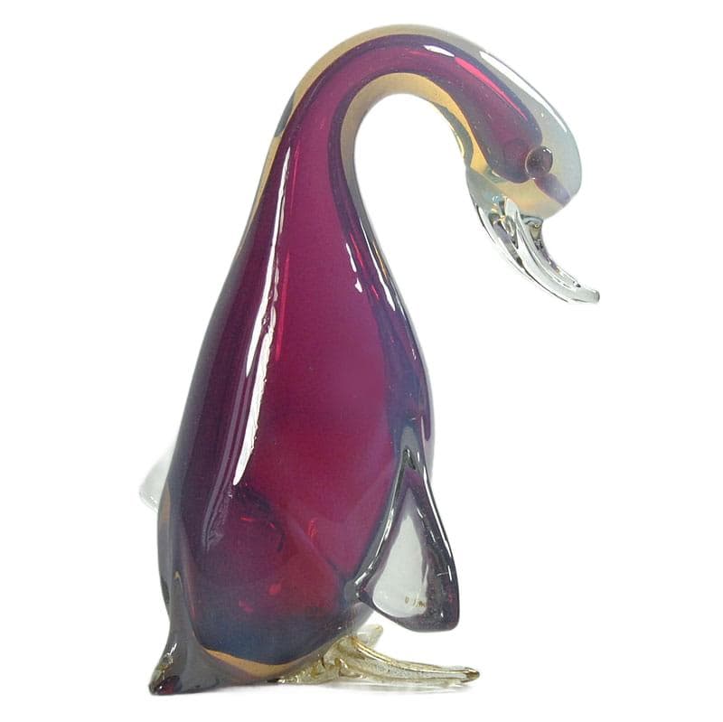 Różowa szklana figurka kaczki, proj. A. Seguso, Włochy, lata 60. - 6101