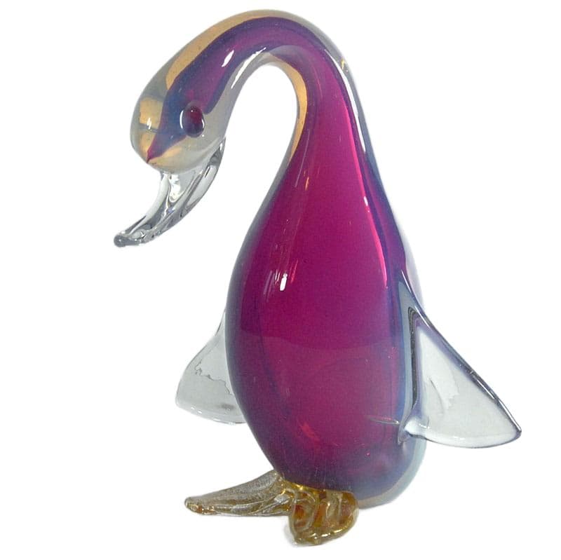 Różowa szklana figurka kaczki, proj. A. Seguso, Włochy, lata 60. - 6099