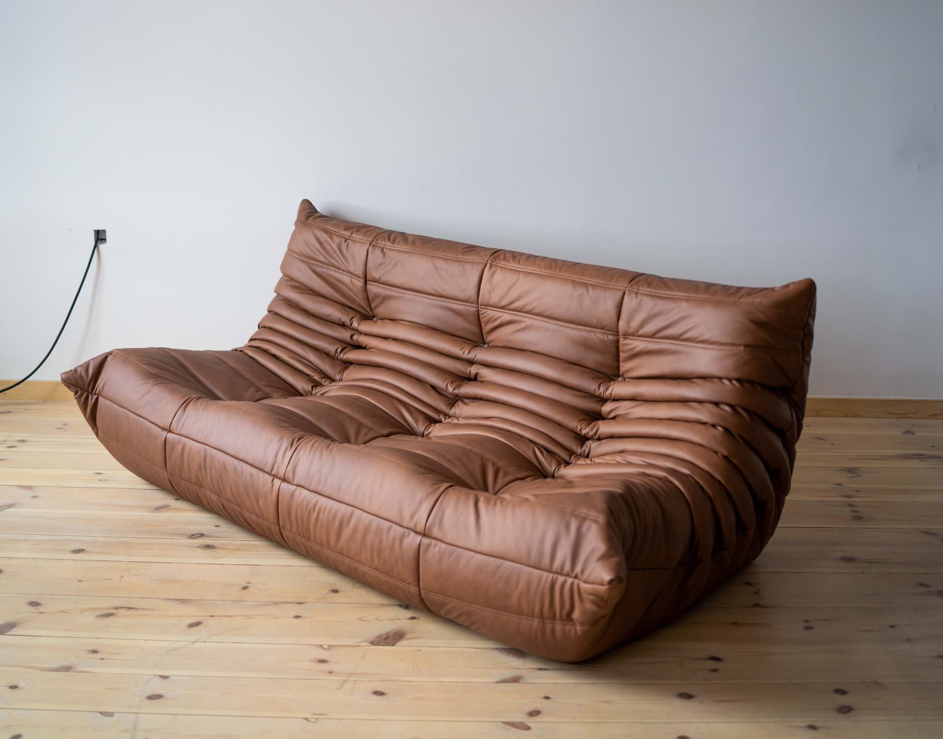 Sofa Togo trzyosobowa, skóra brązowa folk - 166121