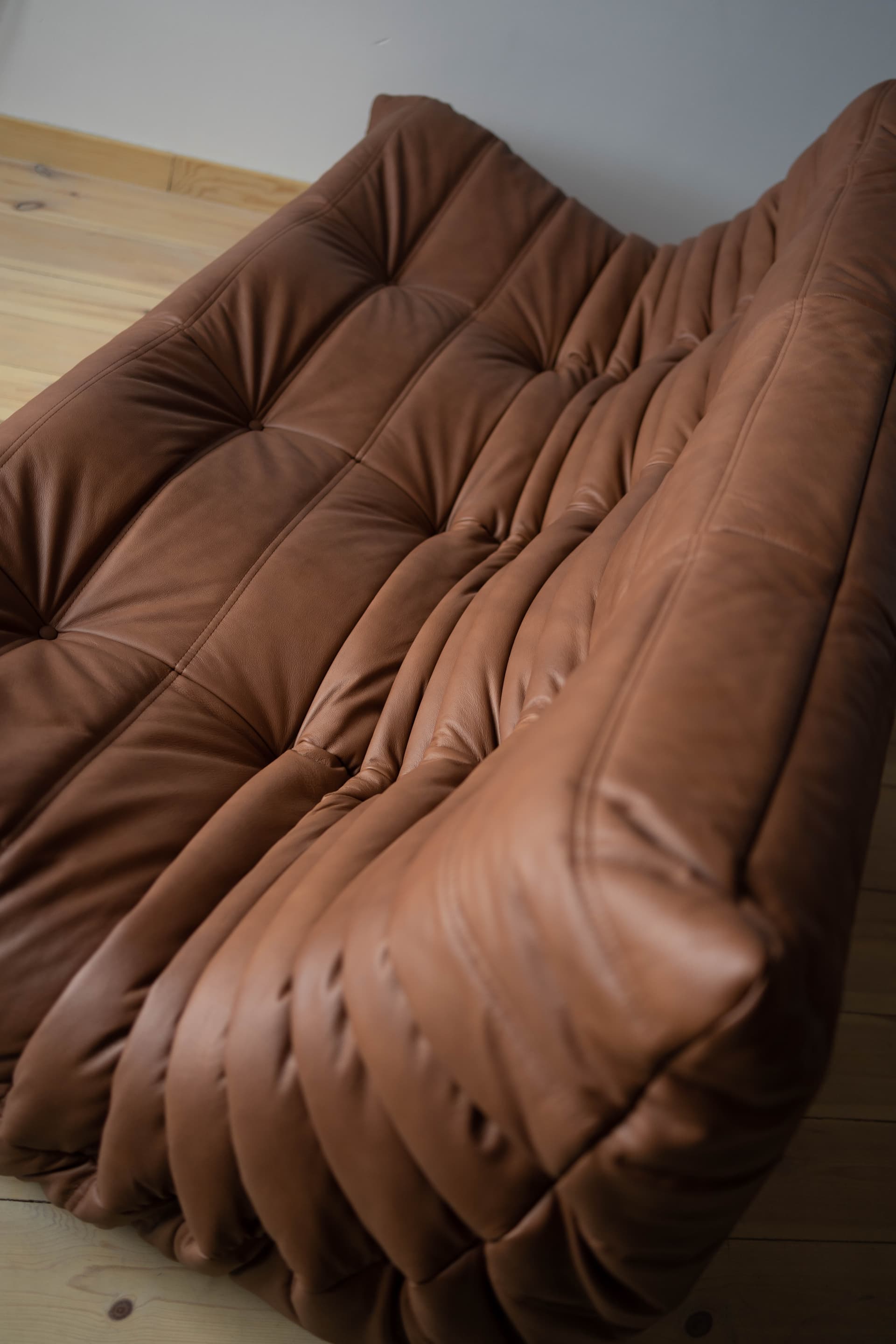 Sofa Togo trzyosobowa, skóra brązowa folk - 166129