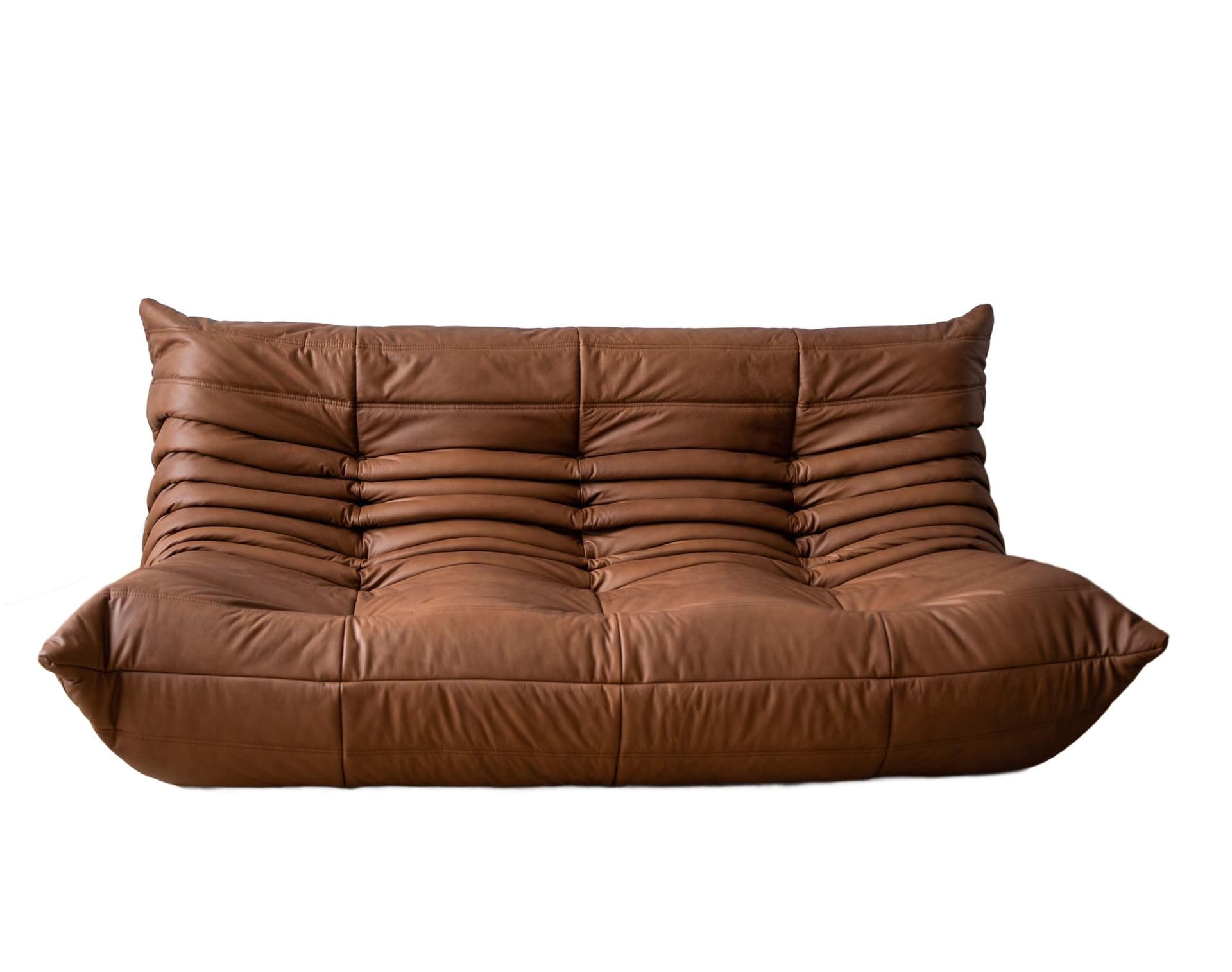 Sofa Togo trzyosobowa, skóra brązowa folk