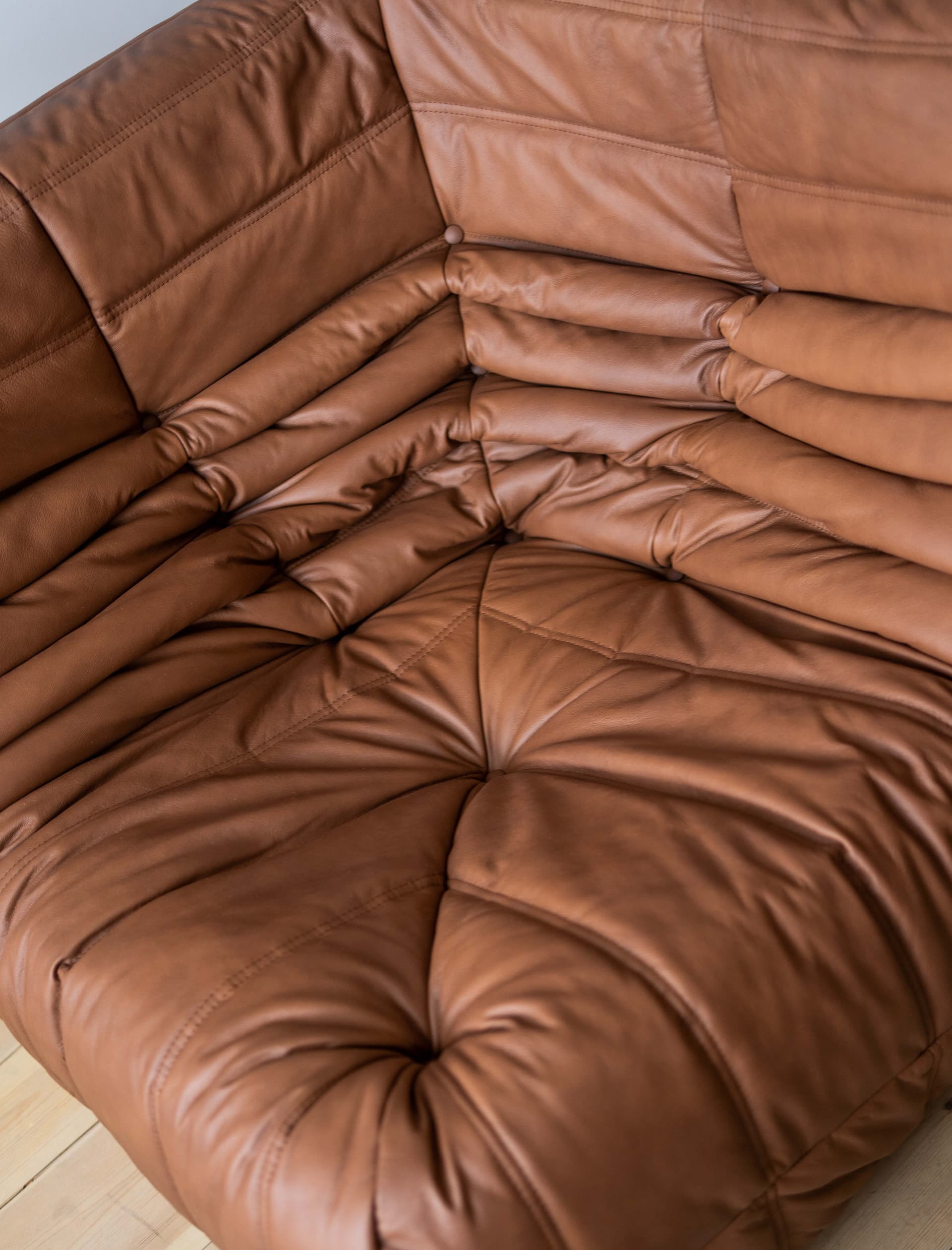 Narożnik Togo, skóra brązowa folk - 165487