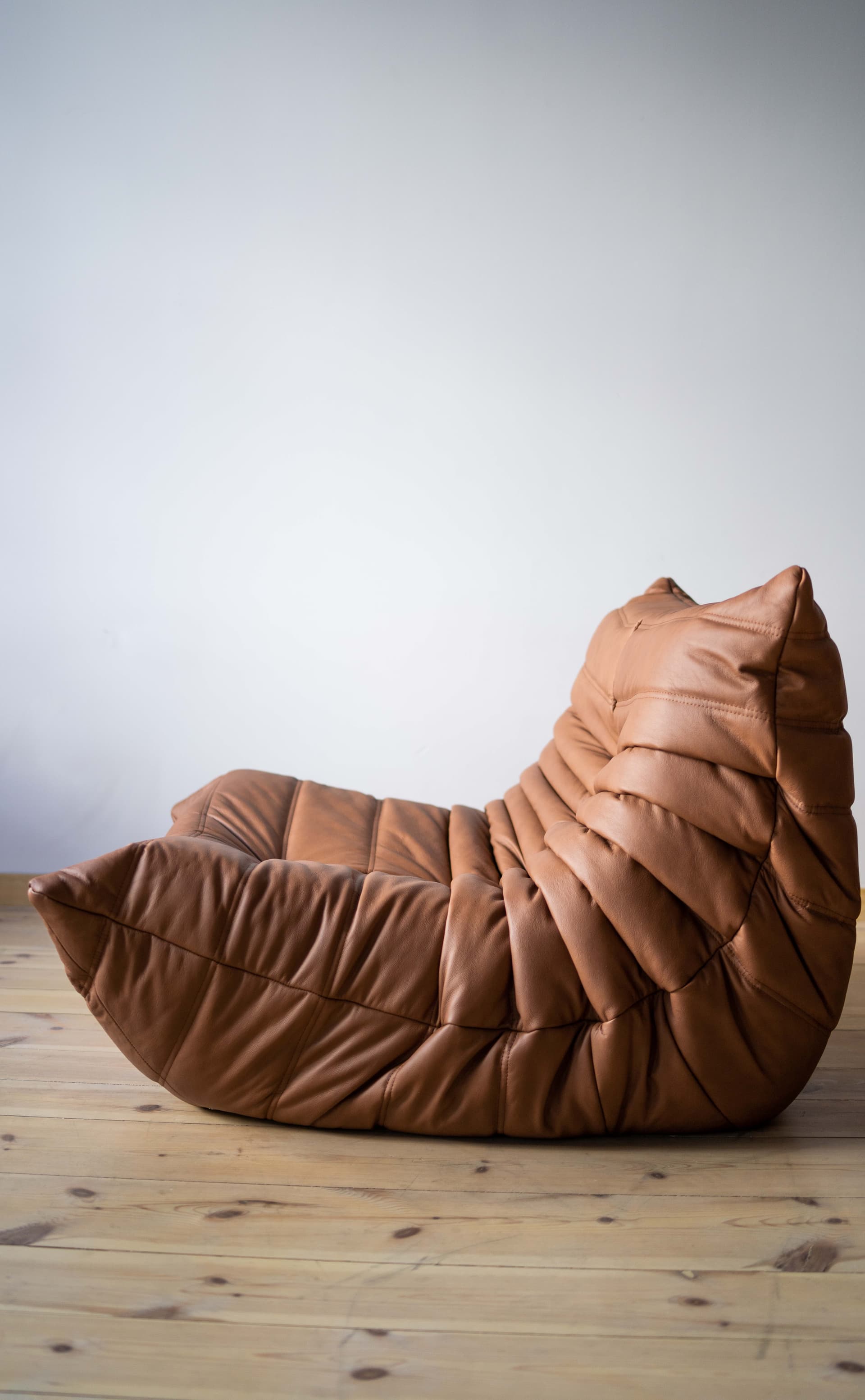 Fotel wypoczynkowy Togo z podnóżkiem, skóra brązowa folk - 165473