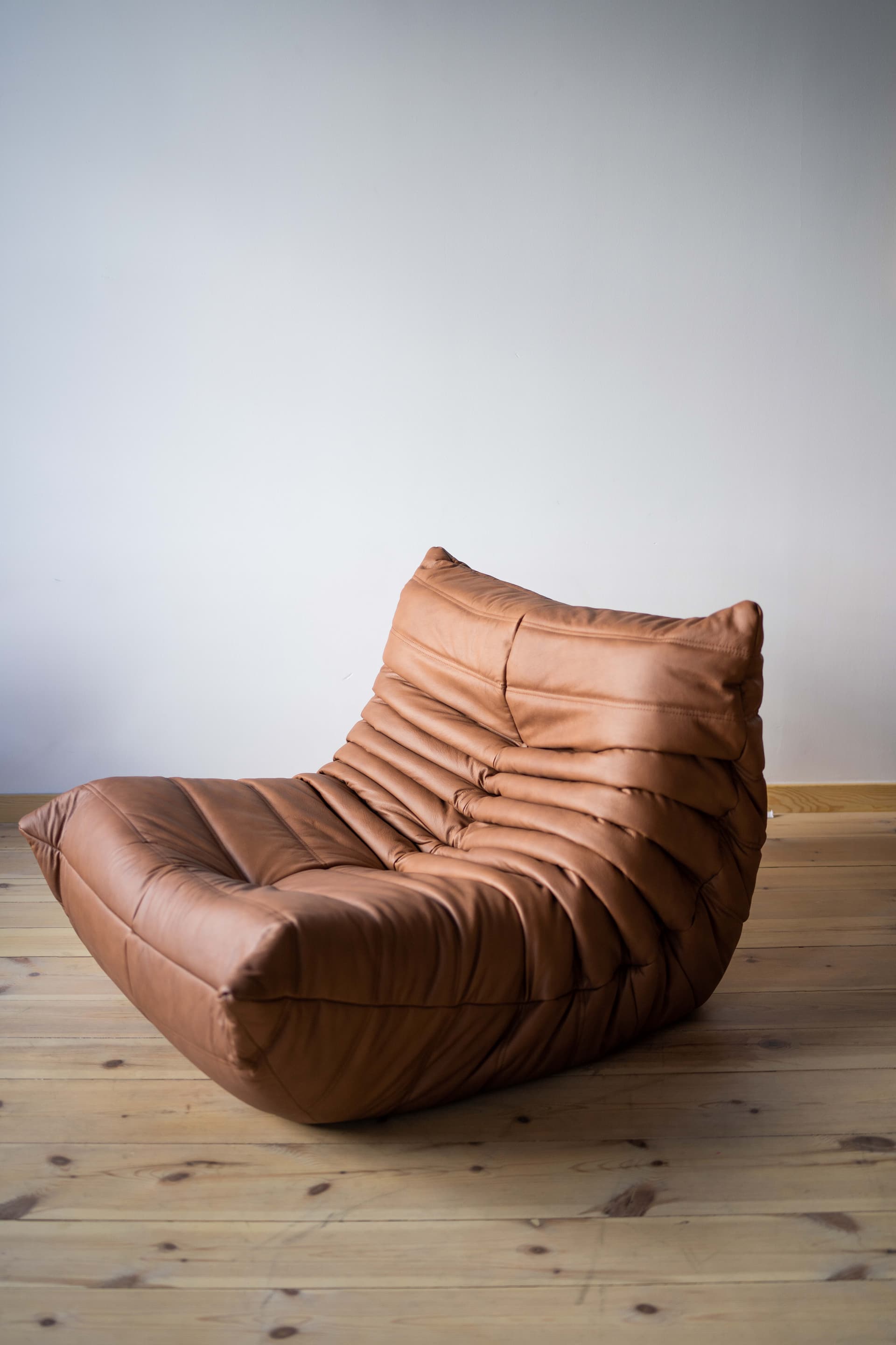 Fotel wypoczynkowy Togo z podnóżkiem, skóra brązowa folk - 165472