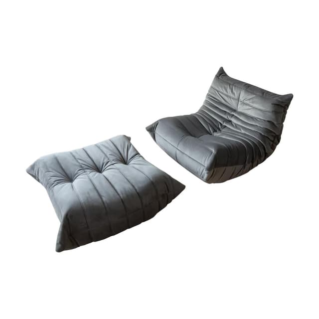 Fotel wypoczynkowy Togo z podnóżkiem, velvet szary srebrny - WYMIARY