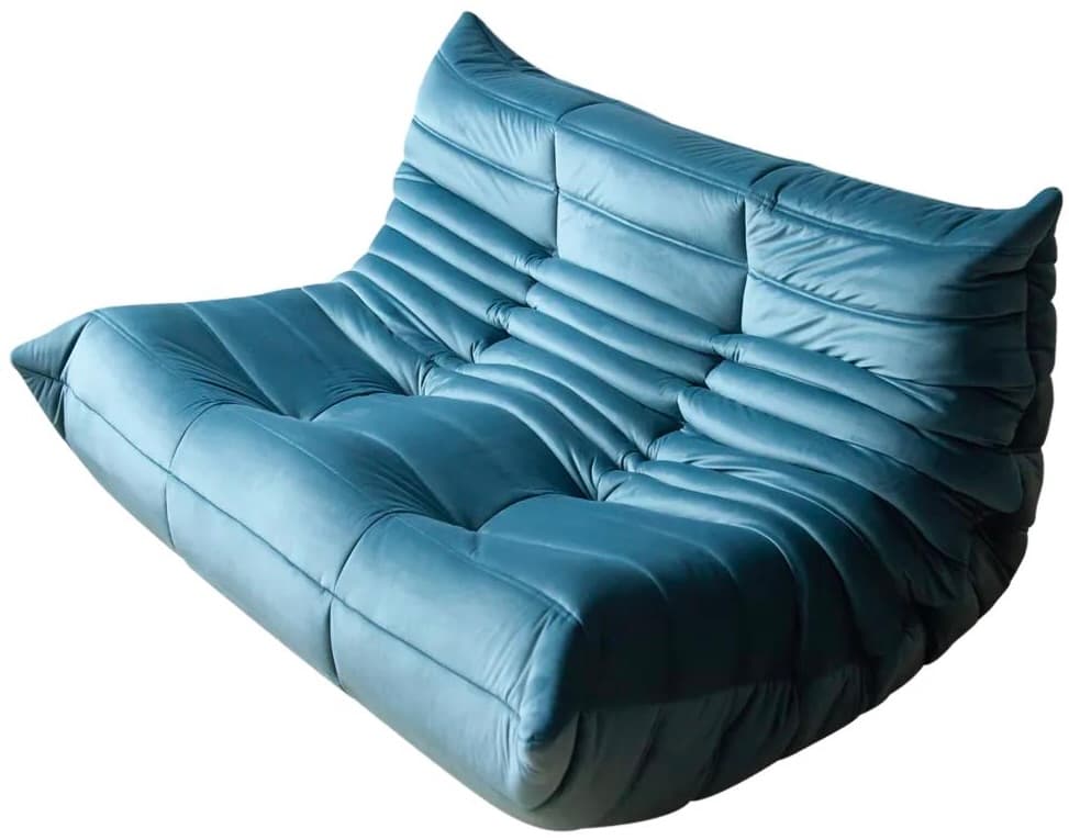 Sofa Togo dwuosobowa, velvet błękitny morski - 59484