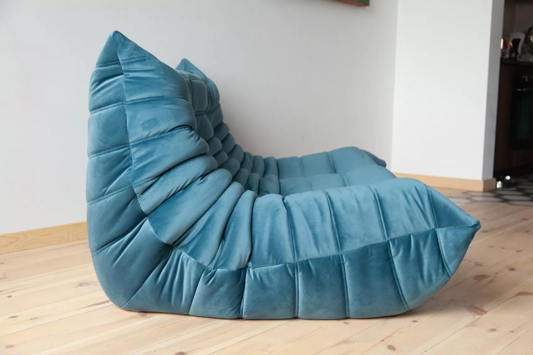 Sofa Togo dwuosobowa, velvet błękitny morski - 166312
