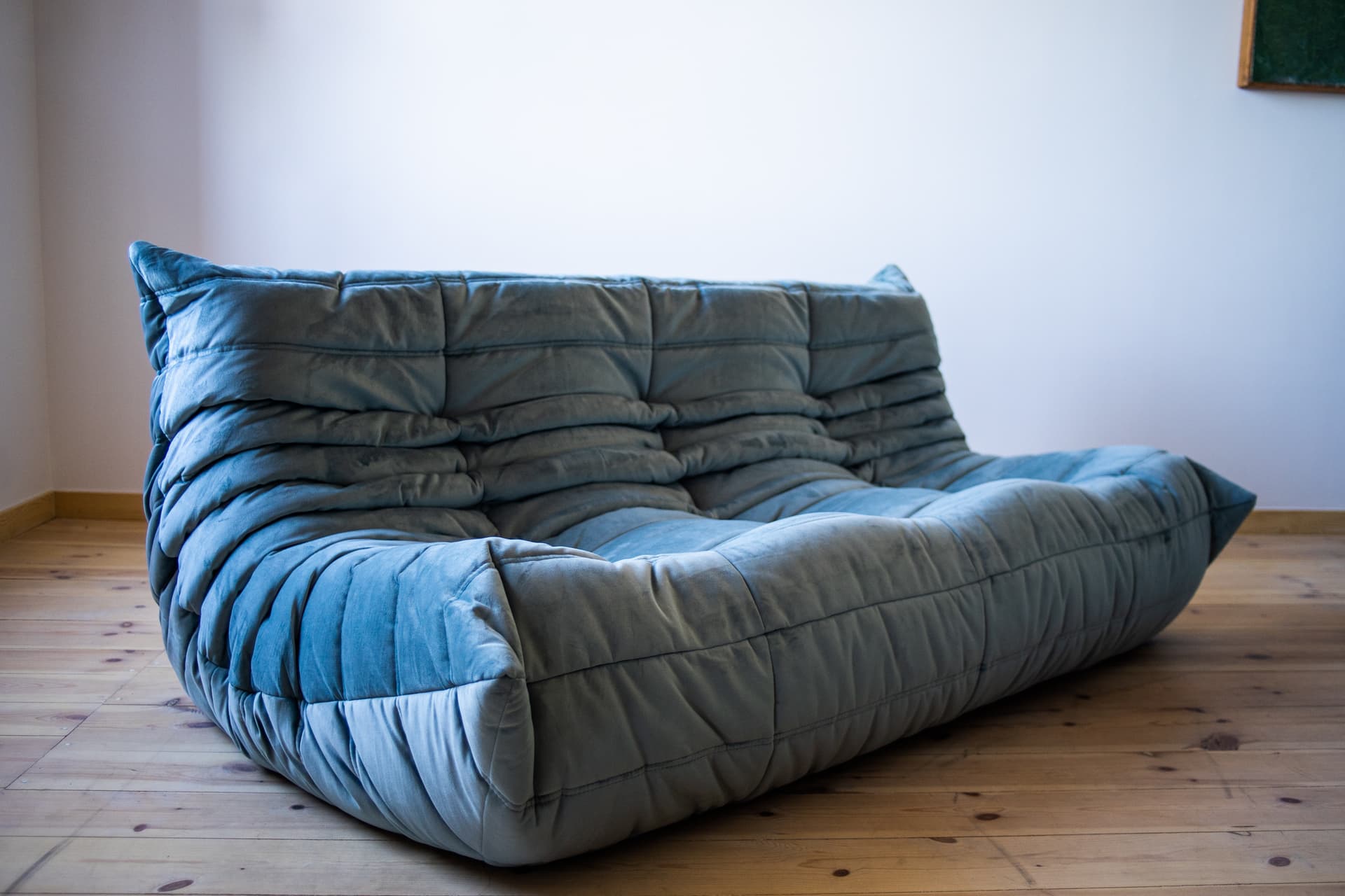 Sofa Togo dwuosobowa, velvet błękitny lazur - 166290