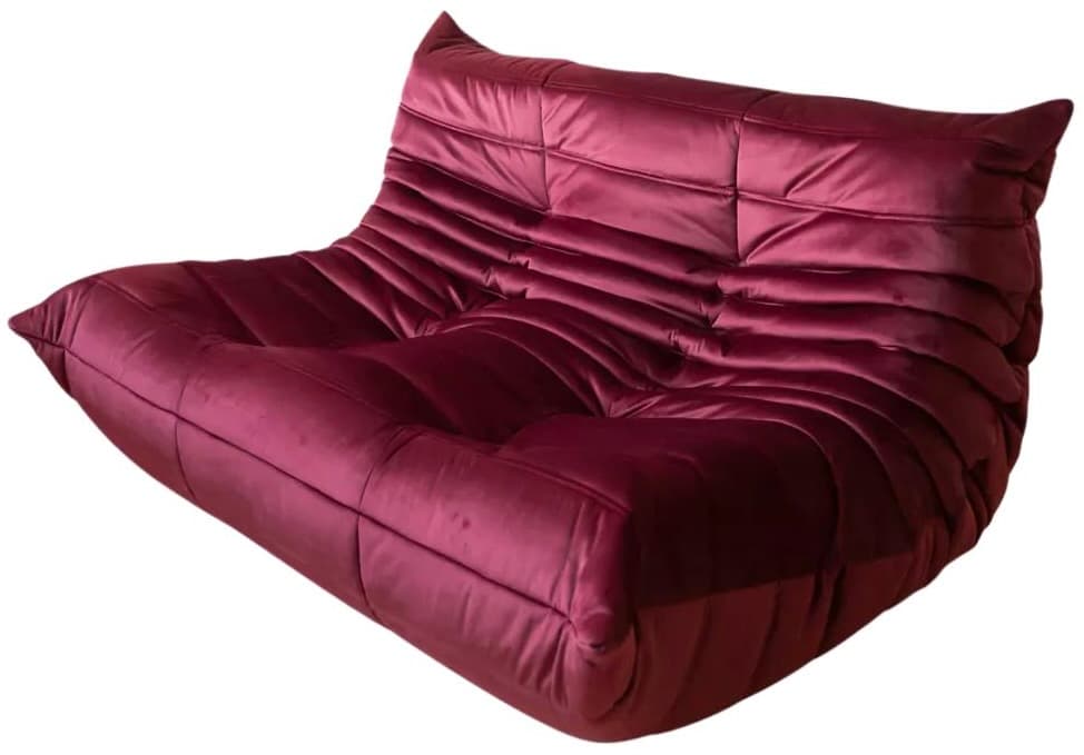 Sofa Togo dwuosobowa, velvet bordowy - 59431