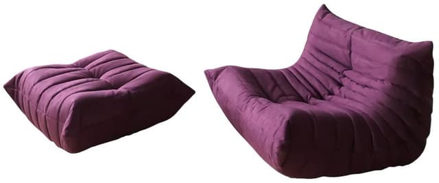 Fotel wypoczynkowy Togo z podnóżkiem, mikrofibra bakłażan - WYMIARY