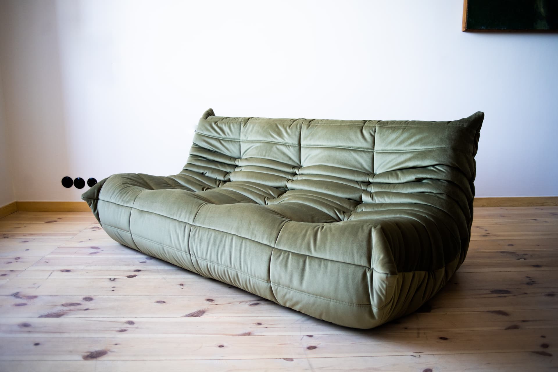 Sofa Togo trzyosobowa, velvet zielony khaki - 166478