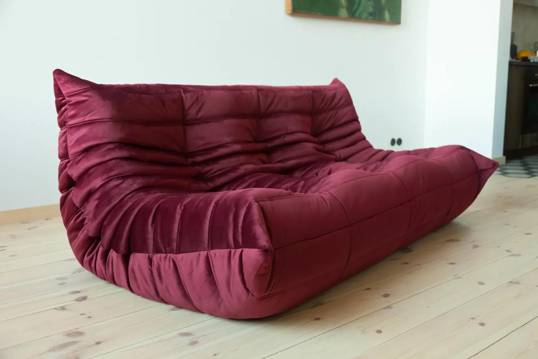 Sofa Togo trzyosobowa, velvet bordowy - 166598