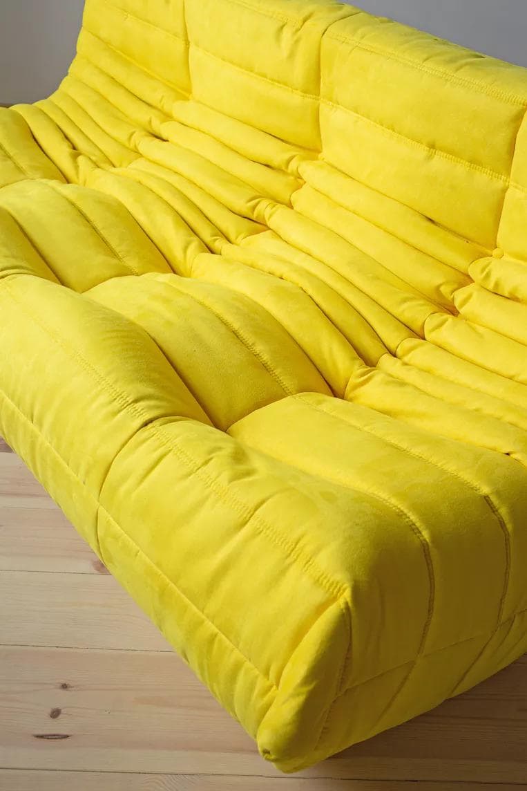 Sofa Togo trzyosobowa, mikrofibra cytrynowy żółty - 166394
