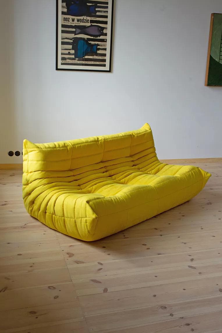 Sofa Togo trzyosobowa, mikrofibra cytrynowy żółty - 166391