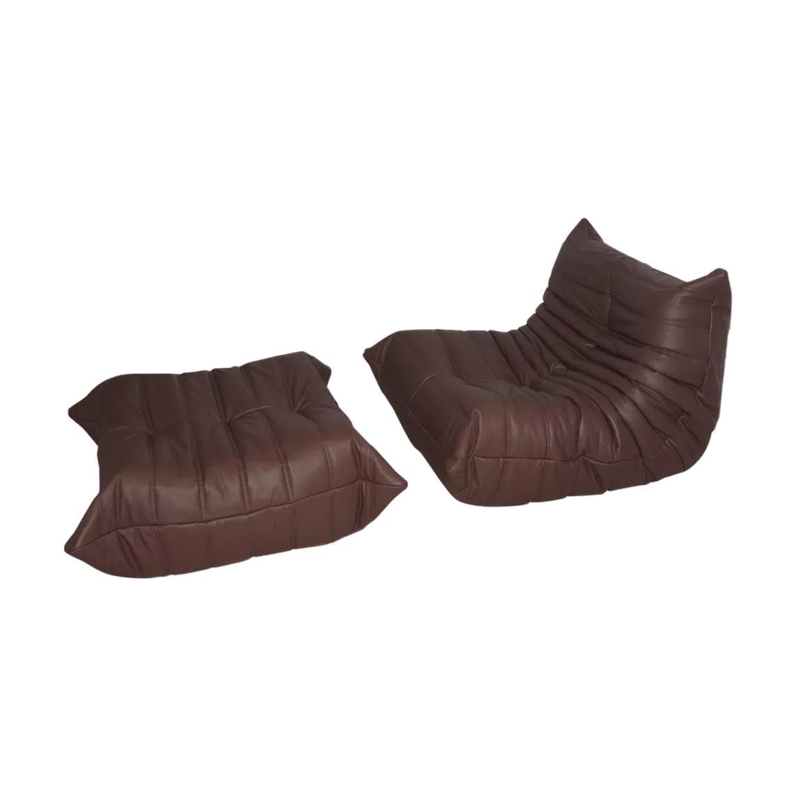 Fotel wypoczynkowy Togo z podnóżkiem, skóra brązowa madras