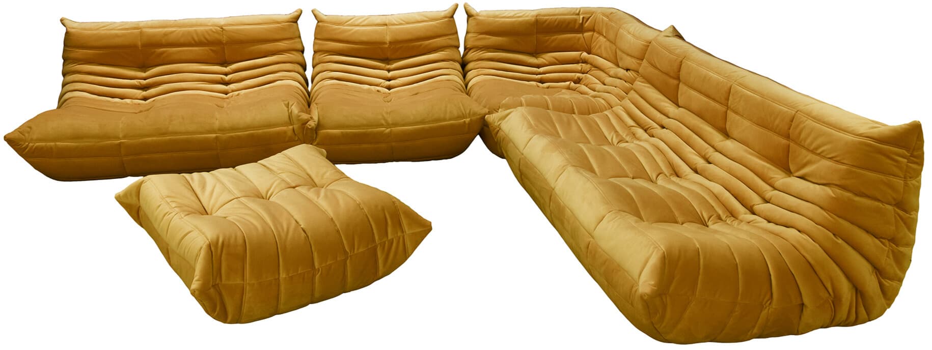 Zestaw wypoczynkowy Togo 5 części, velvet musztardowy żółty