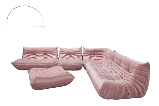 Zestaw wypoczynkowy Togo 5 części, velvet różowy jasny - WYMIARY