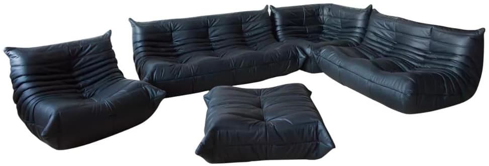 Zestaw wypoczynkowy Togo 5 części, skóra czarna madras - 59179