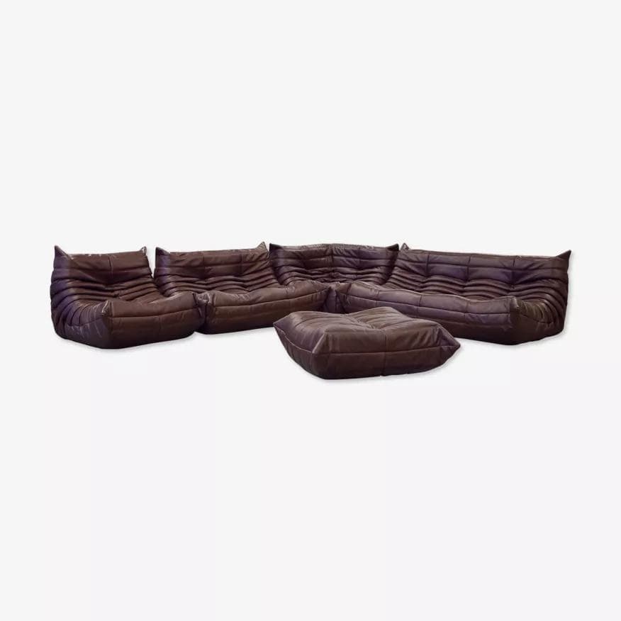 Zestaw wypoczynkowy Togo 5 części, skóra czekoladowy brąz - 166715