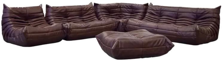 Zestaw wypoczynkowy Togo 5 części, skóra czekoladowy brąz - 59471