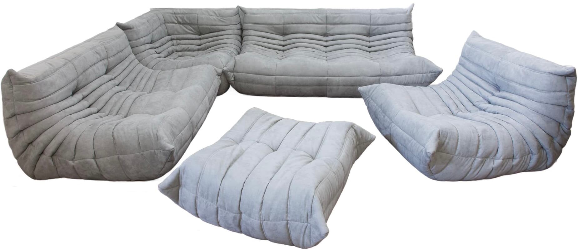 Zestaw wypoczynkowy Togo 5 części, mikrofibra jasny szary - 59486