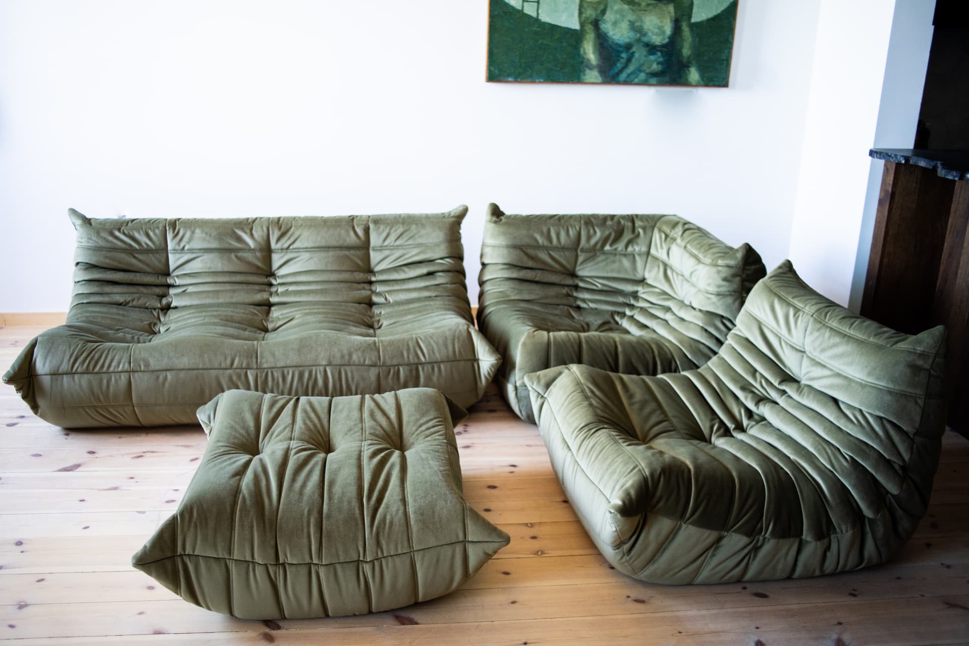 Zestaw wypoczynkowy Togo 5 części, velvet zielony khaki - 166626