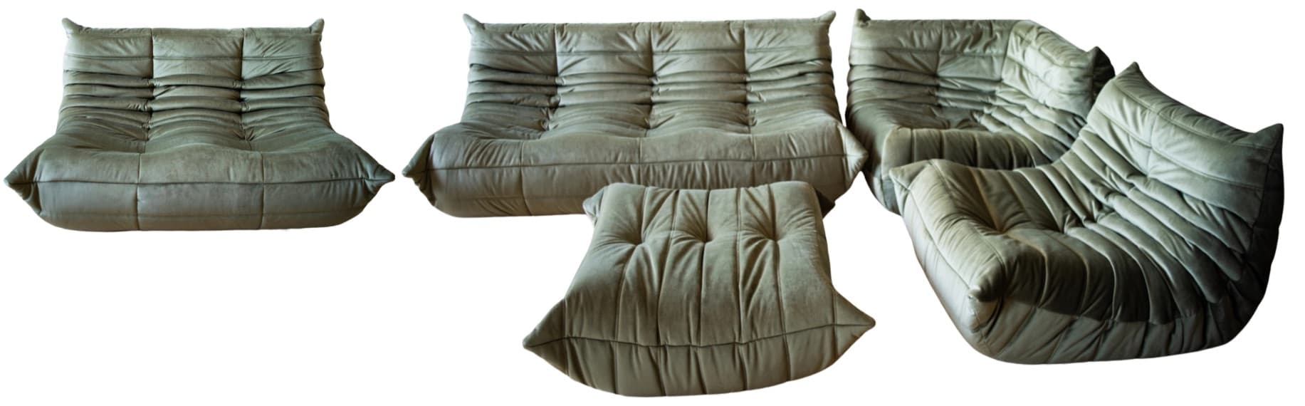 Zestaw wypoczynkowy Togo 5 części, velvet zielony khaki - 65793