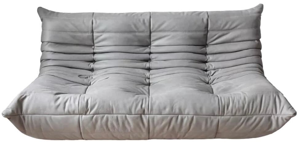 Sofa Togo trzyosobowa, skóra szara madras - 59477