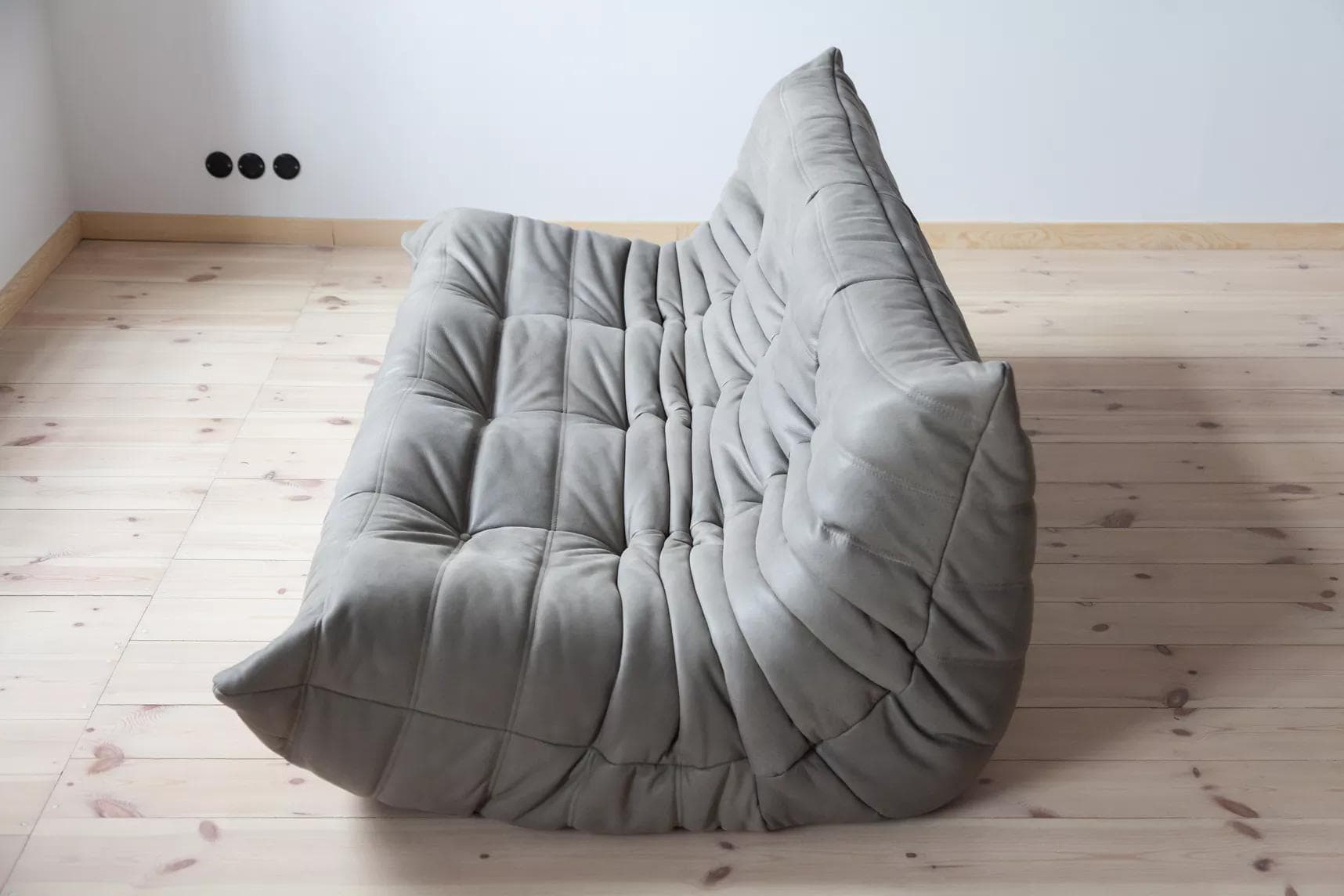 Sofa Togo trzyosobowa, skóra szara madras - 165950