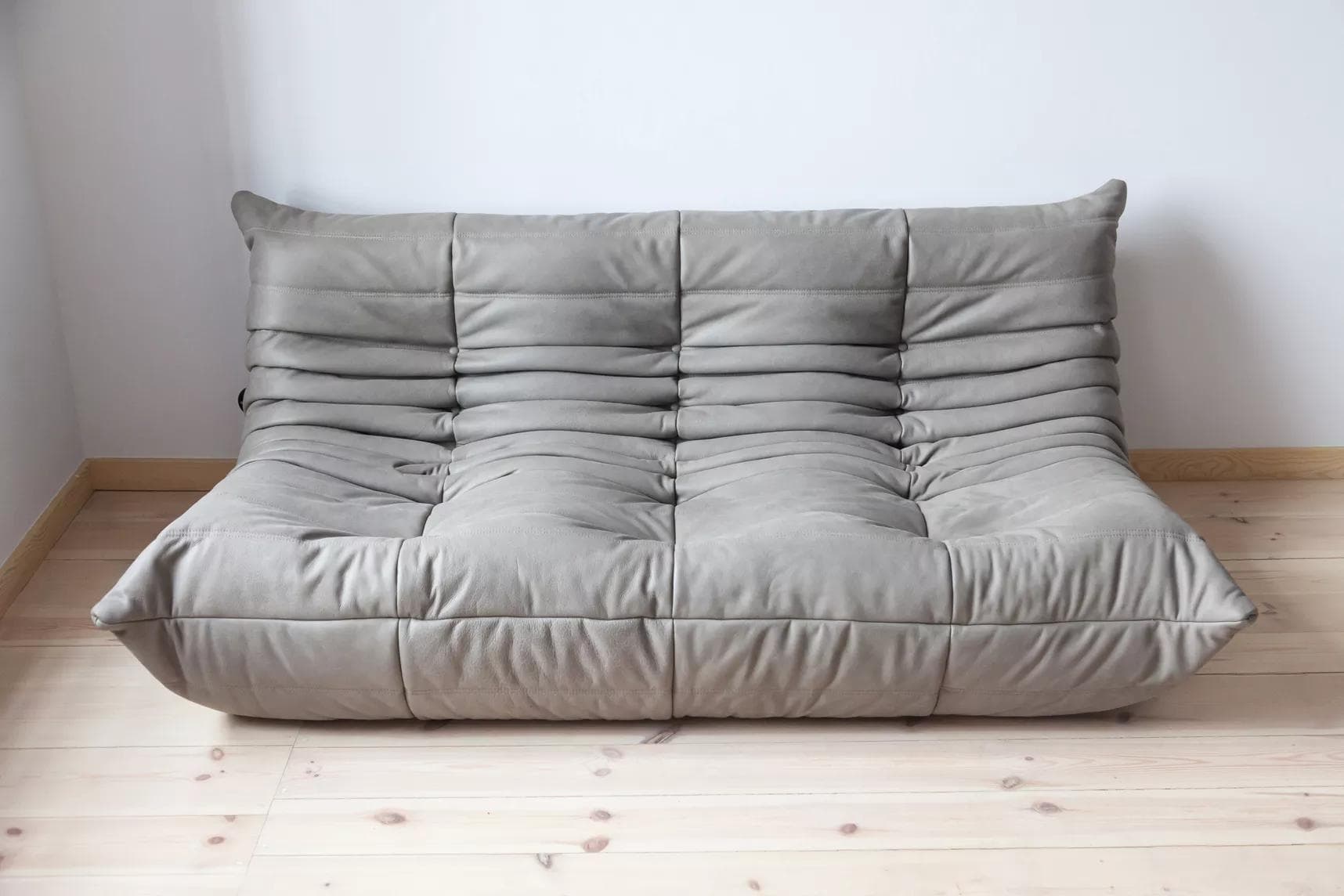 Sofa Togo trzyosobowa, skóra szara madras - 165960