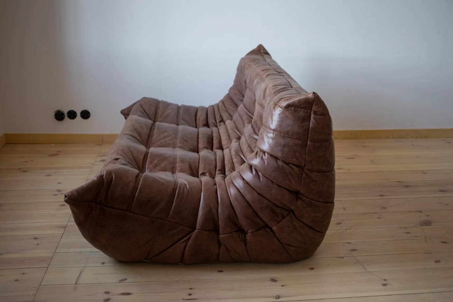 Sofa Togo trzyosobowa, skóra brązowa kasztanowa - 166561