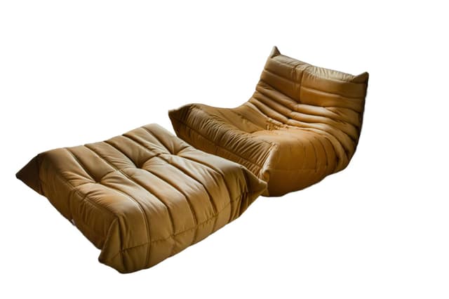 Fotel wypoczynkowy Togo z podnóżkiem, velvet złoty - WYMIARY