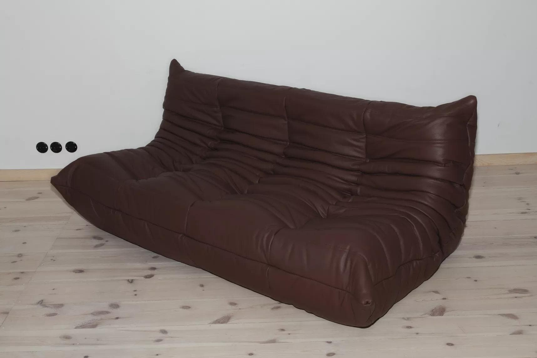 Sofa Togo trzyosobowa, skóra brązowa madras - 166690